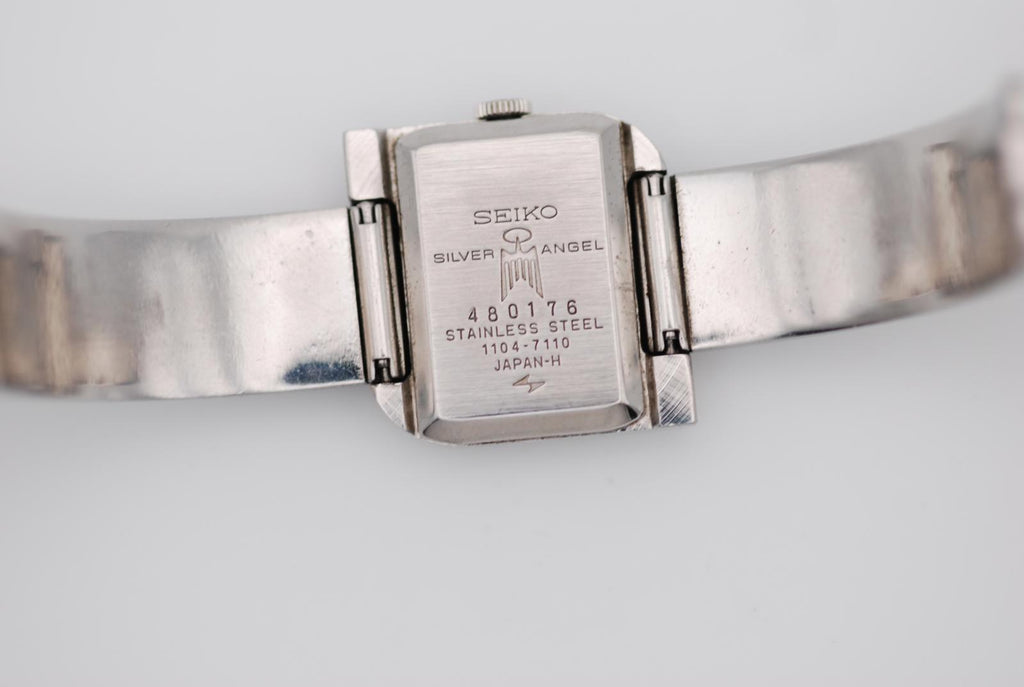 Seiko Silver Angel Manual Wind Ladies Watch Leaf Shape Blue Dial 1104-7110