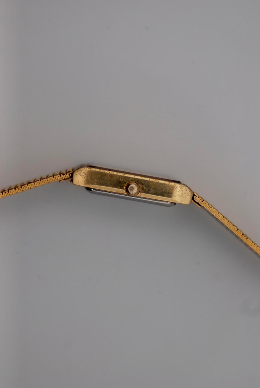 Seiko 5Y91 Gold Tone Brick Bracelet Tank Quartz Watch