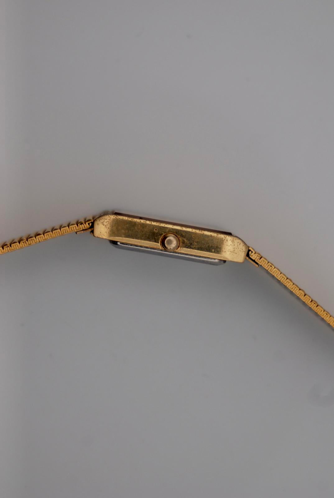 Seiko 5Y91 Gold Tone Brick Bracelet Tank Quartz Watch