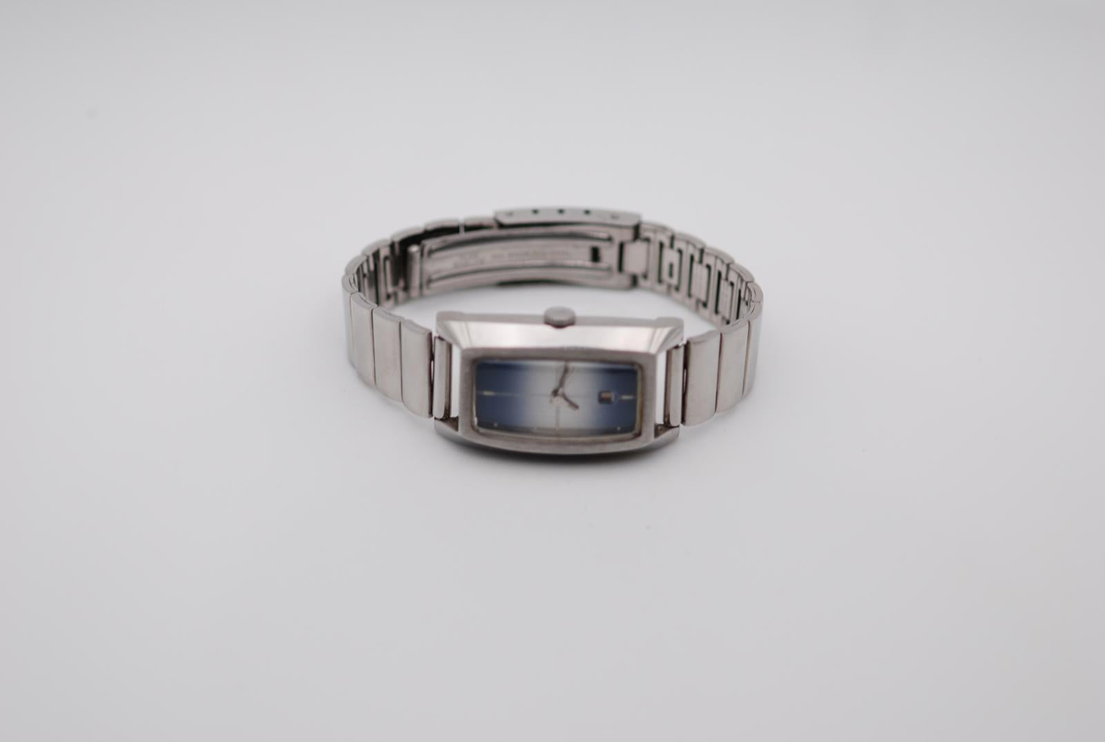 Seiko 2202-3040 Hi-Beat Ladies Watch Date Rectangular Curved Case Blue Fume Dial