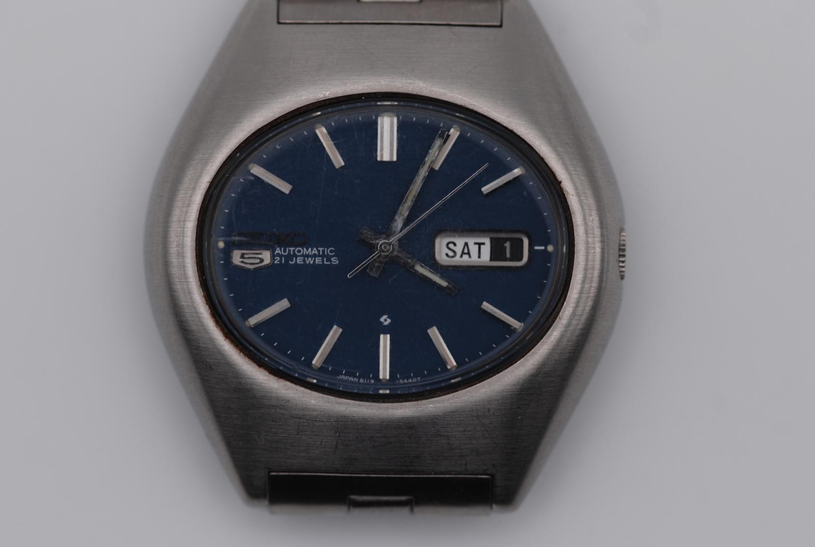 Seiko 5 6119-5420 Automatic Day Date Blue Dial Original Bracelet