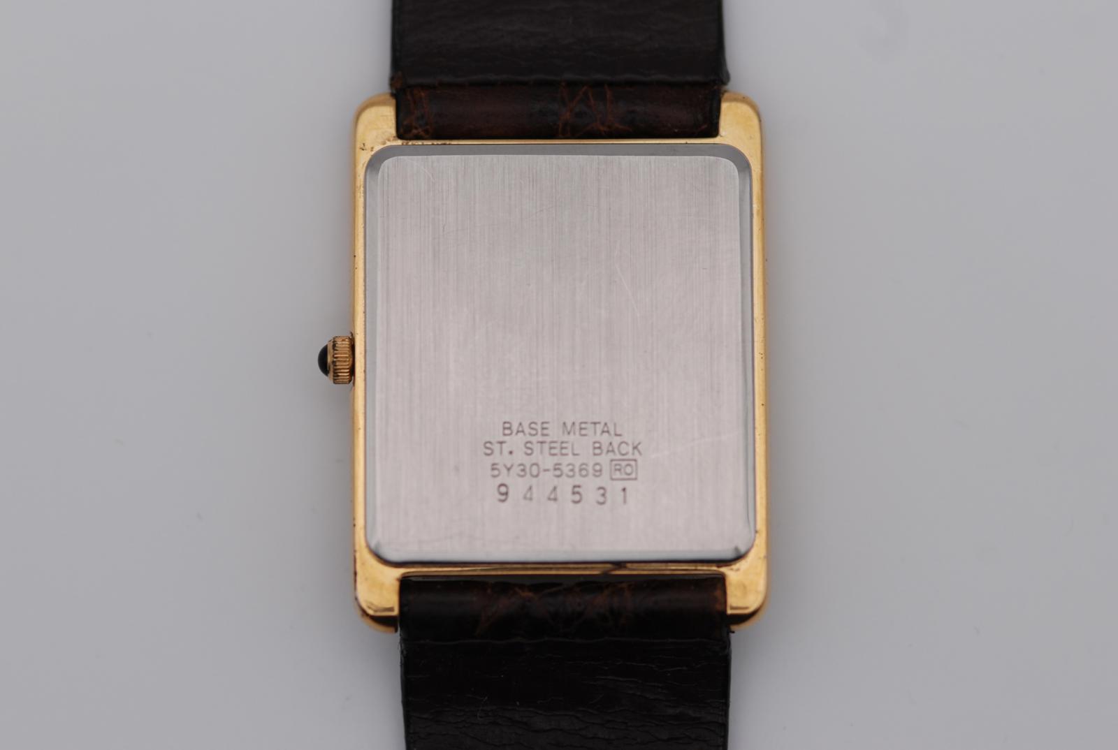 Seiko Tank 5Y30-5369 Gold Tone Roman Numeral Indices