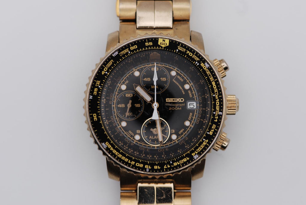 Seiko Flightmaster SNA414 Gold Tone 7T62-0EB0