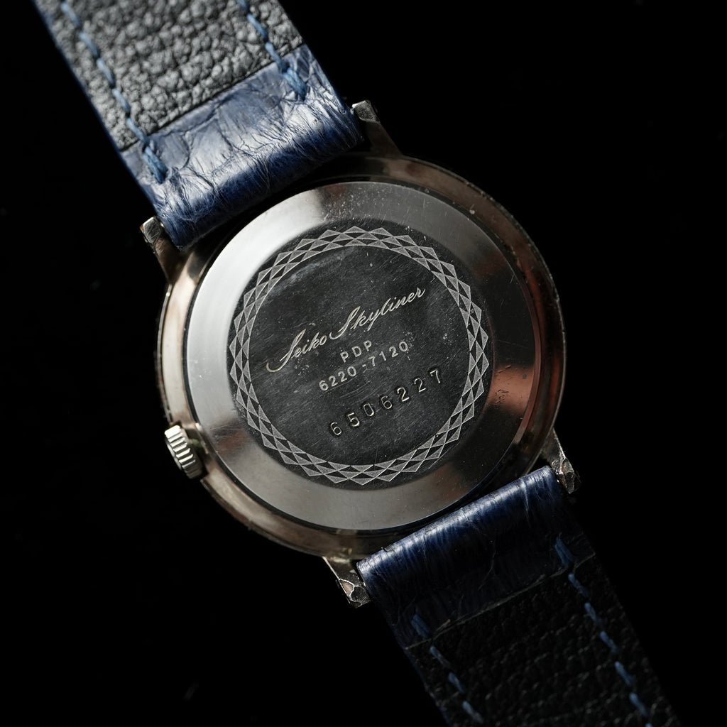 Seiko Skyliner with Blue Stone Indices Palladium Plated Case 6220-7120