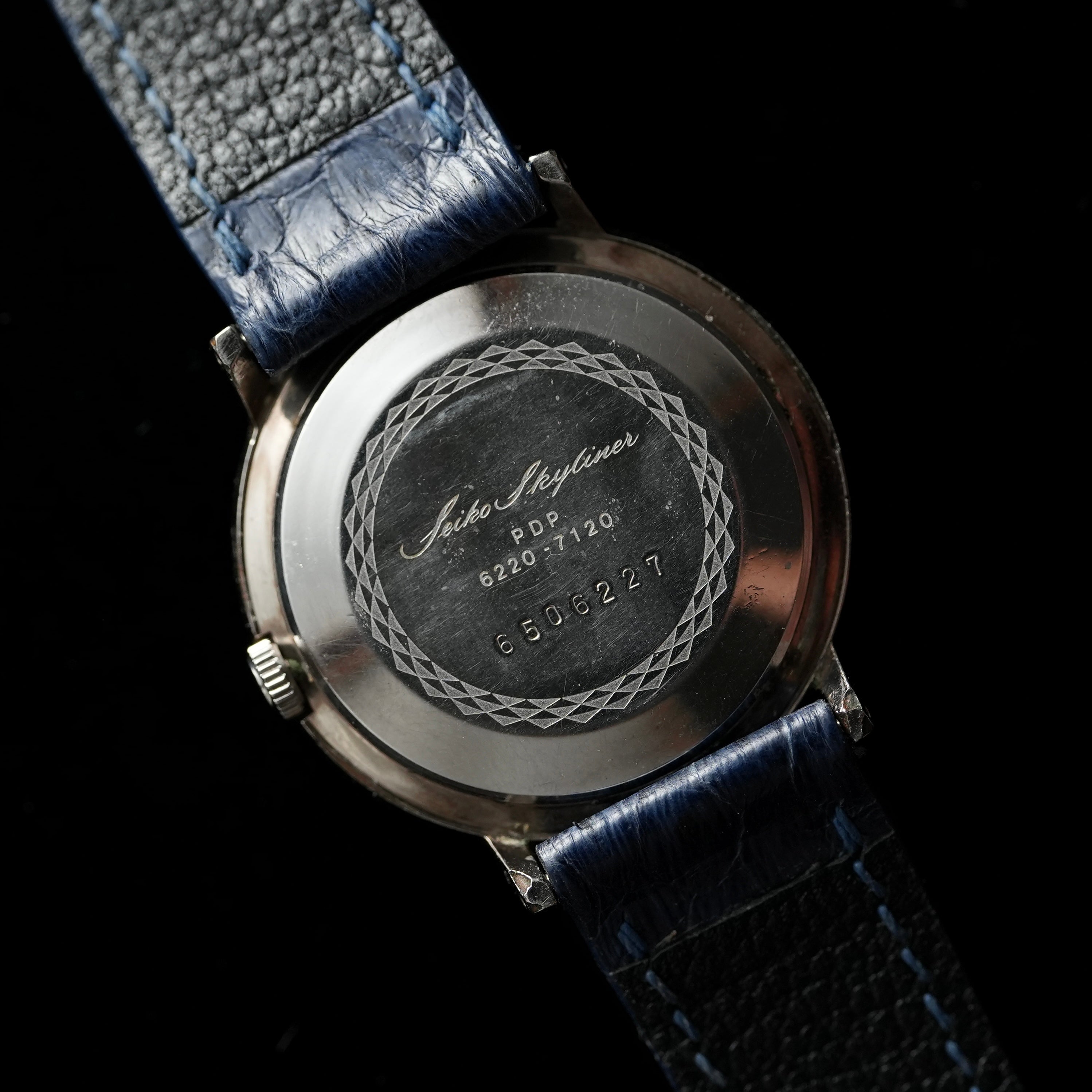 Seiko Skyliner with Blue Stone Indices Palladium Plated Case 6220-7120
