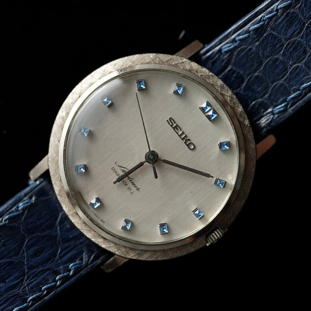 Seiko Skyliner with Blue Stone Indices Palladium Plated Case 6220-7120