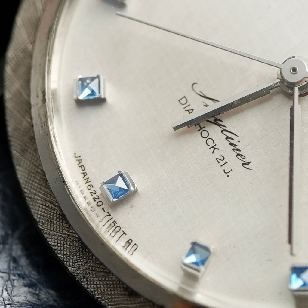Seiko Skyliner with Blue Stone Indices Palladium Plated Case 6220-7120