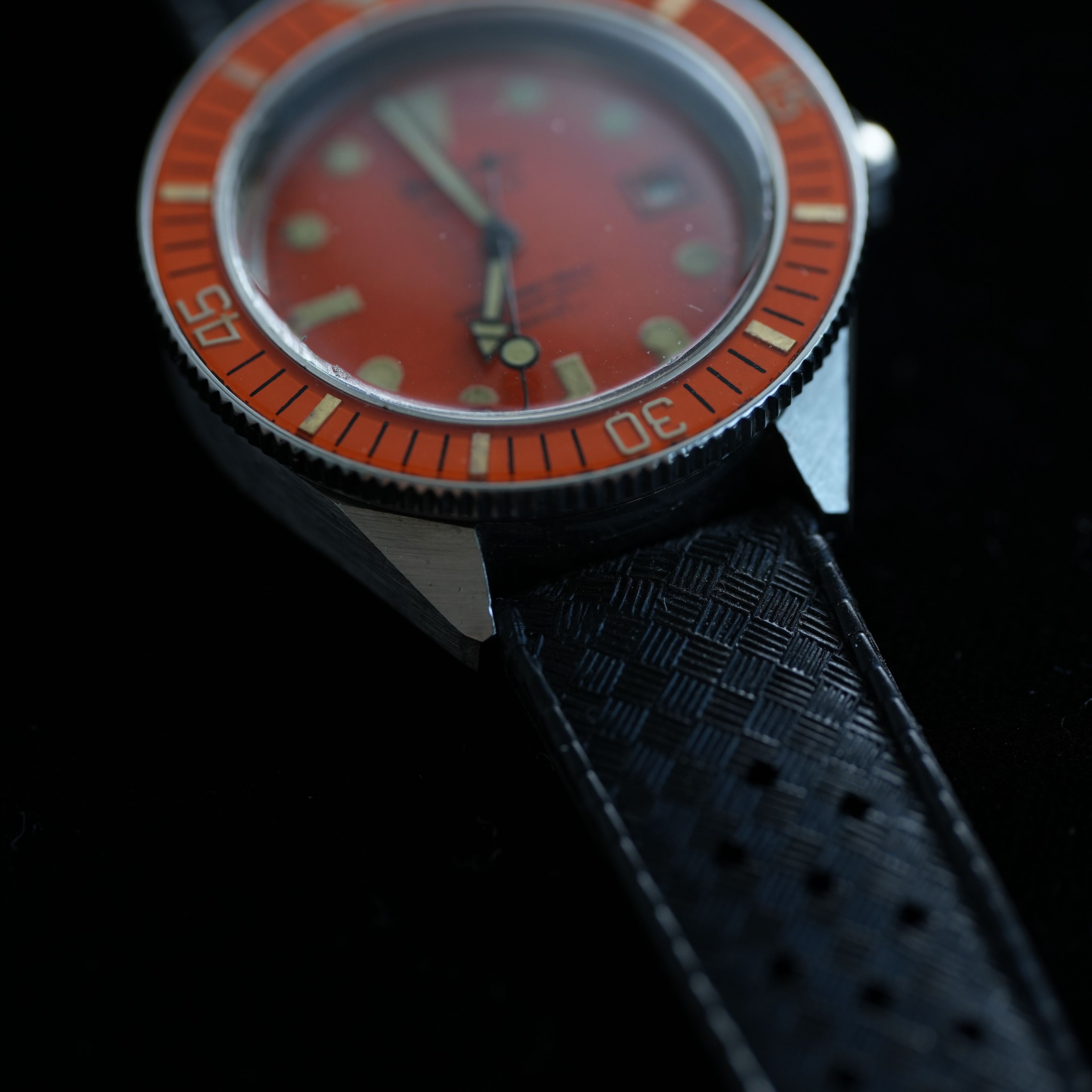 Philip Watch Caribbean 1500 Orange 715 Case Bakelite Bezel