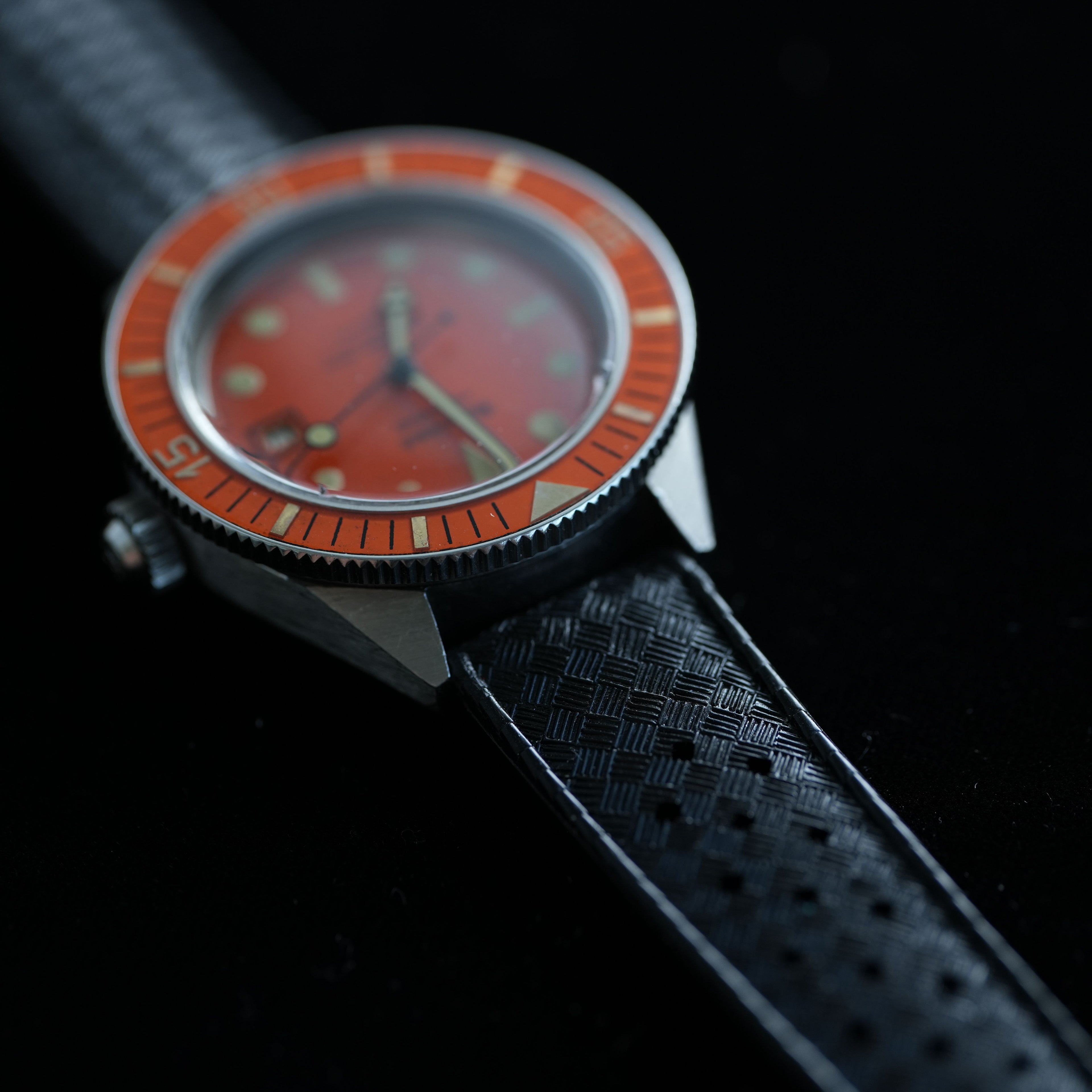 Philip Watch Caribbean 1500 Orange 715 Case Bakelite Bezel