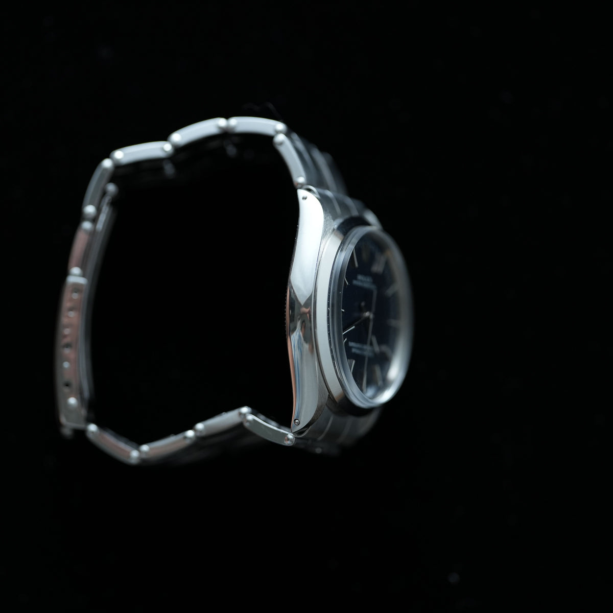 Rolex Oyster Perpetual 34mm Blue Sigma Dial Gold Speck Patina 7205 Riveted Rolex Bracelet