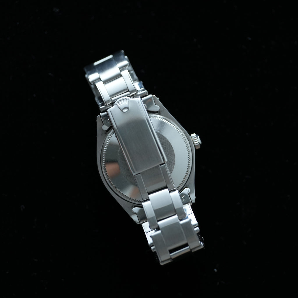 Rolex Oyster Perpetual 34mm Blue Sigma Dial Gold Speck Patina 7205 Riveted Rolex Bracelet