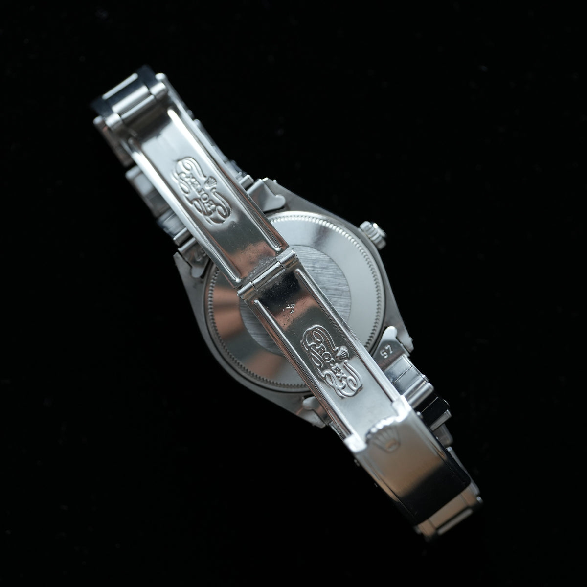 Rolex Oyster Perpetual 34mm Blue Sigma Dial Gold Speck Patina 7205 Riveted Rolex Bracelet