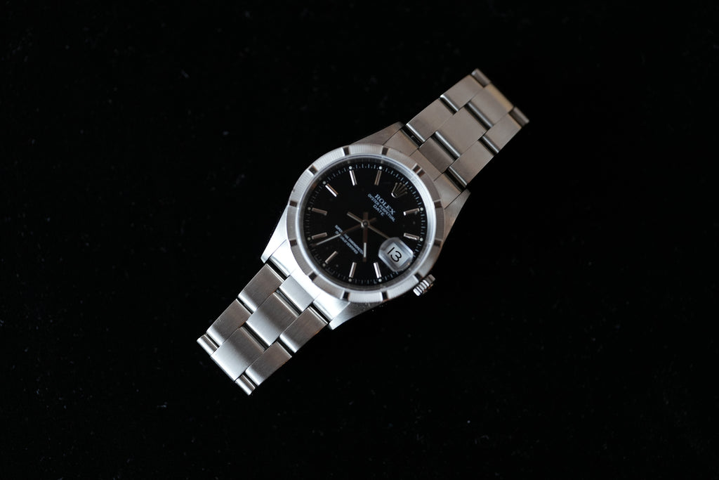 Rolex 15210 Engined Turned Bezel Black Dial Full Set - Just Serviced
