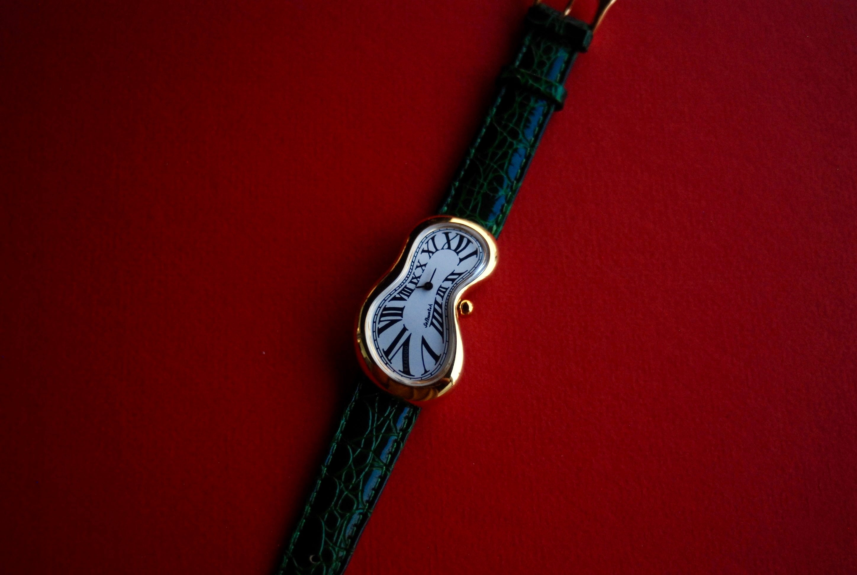 Exaequo Softwatch 90's Genuine Green Strap Gold Plated Dali Watch