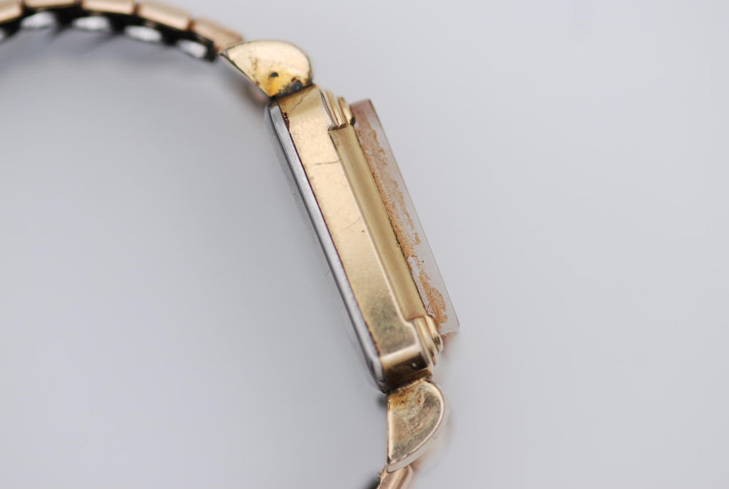 Vintage Gruen Veri-Thin Gold Plated Square Stepped Case Art Deco Subseconds