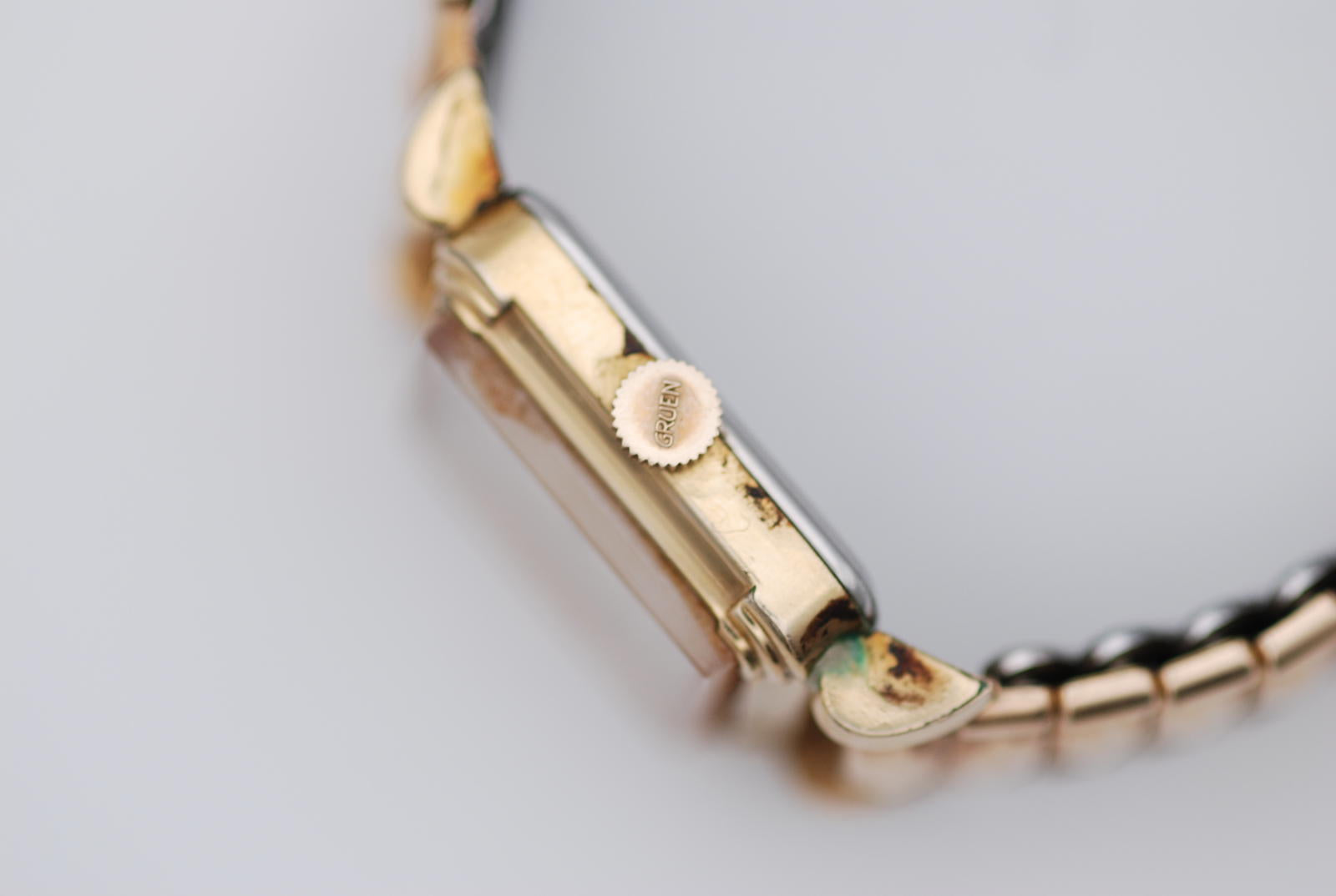 Vintage Gruen Veri-Thin Gold Plated Square Stepped Case Art Deco Subseconds