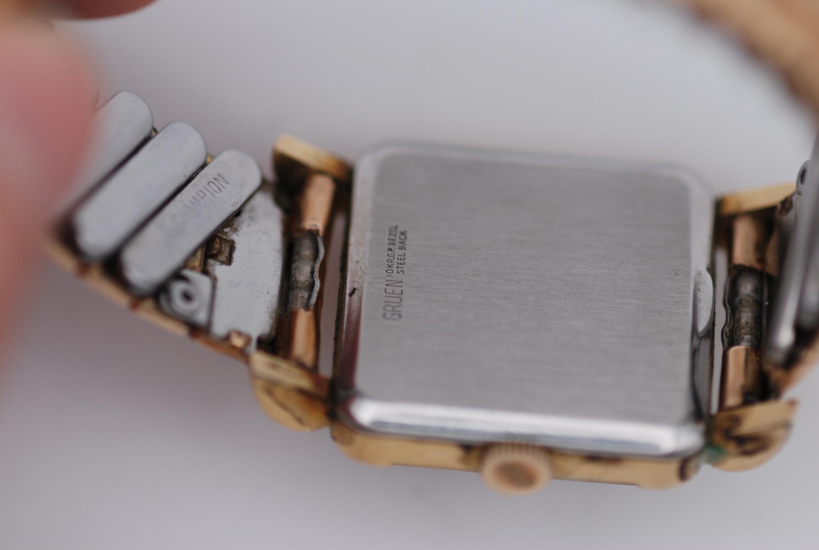 Vintage Gruen Veri-Thin Gold Plated Square Stepped Case Art Deco Subseconds