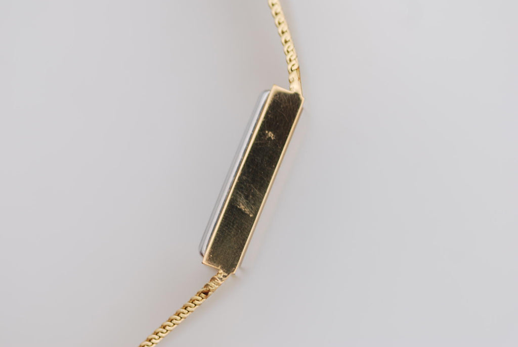 Waltham Black Dial Tank Watch Diamond Indices Snake Skin Pattern Bracelet