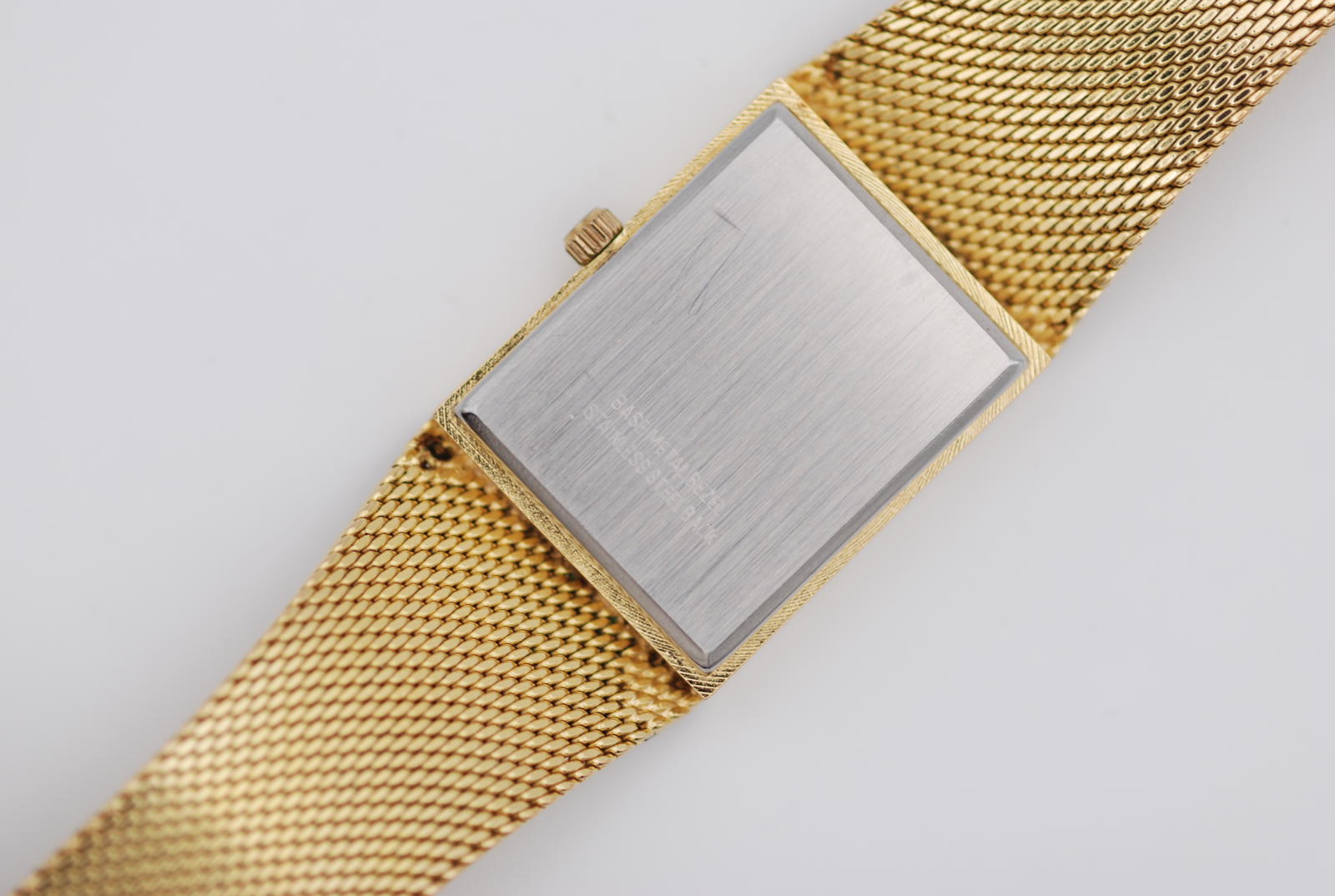 Waltham Black Dial Tank Watch Diamond Indices Snake Skin Pattern Bracelet