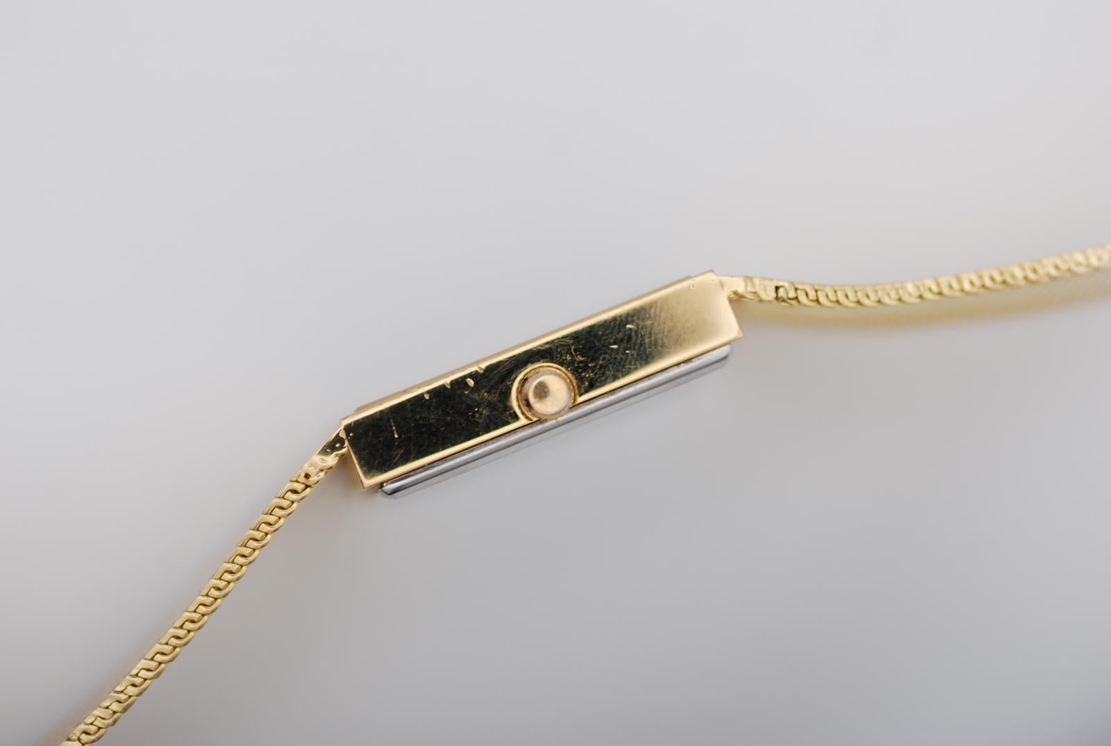 Waltham Black Dial Tank Watch Diamond Indices Snake Skin Pattern Bracelet