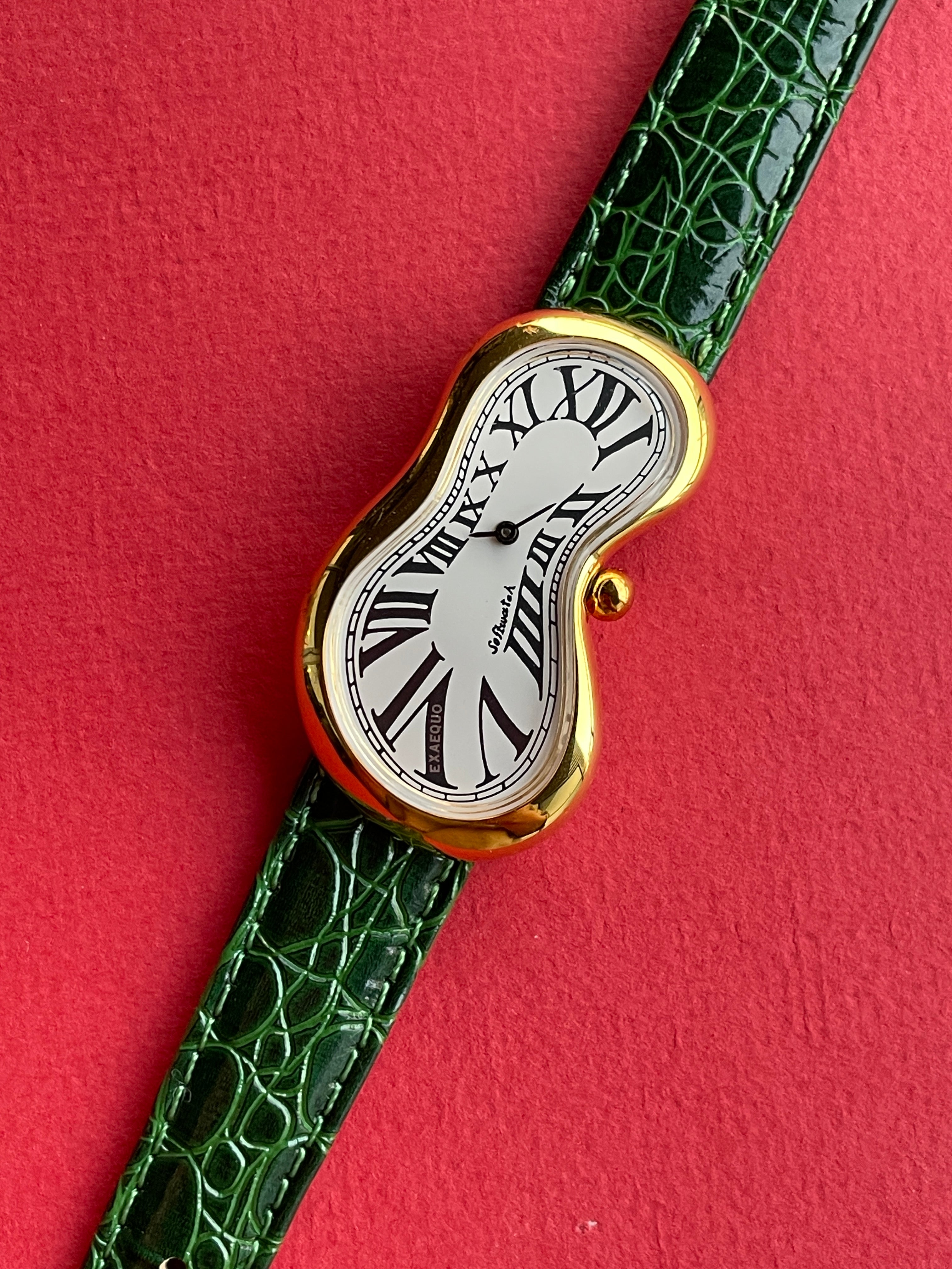 Exaequo Softwatch 90's Genuine Green Strap Gold Plated Dali Watch