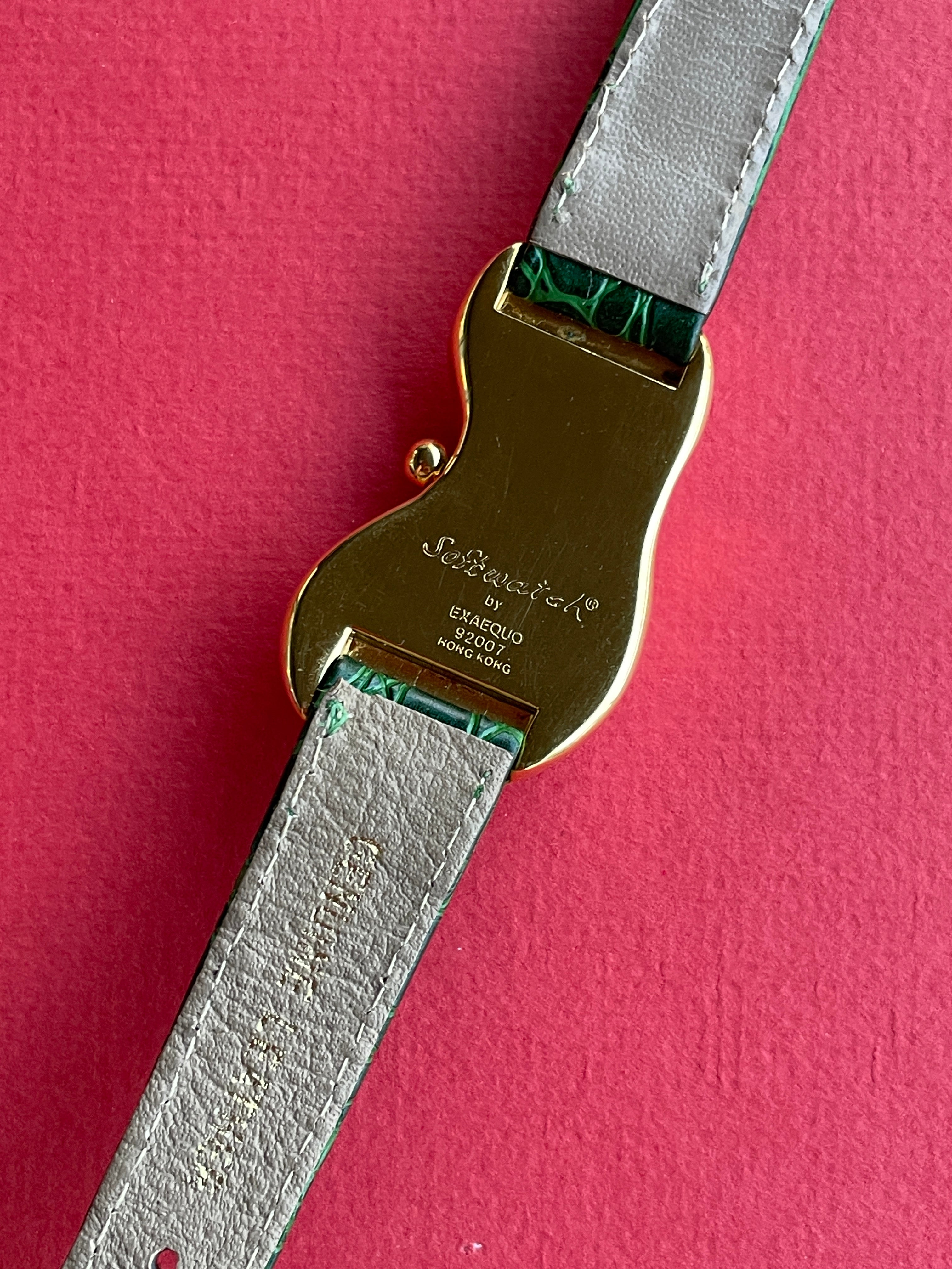 Exaequo Softwatch 90's Genuine Green Strap Gold Plated Dali Watch