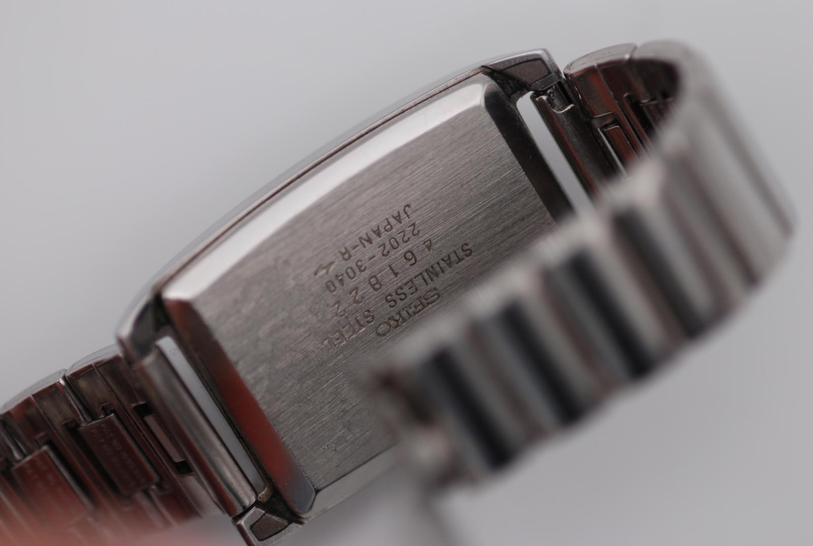 Seiko 2202-3040 Hi-Beat Ladies Watch Date Rectangular Curved Case Blue Fume Dial