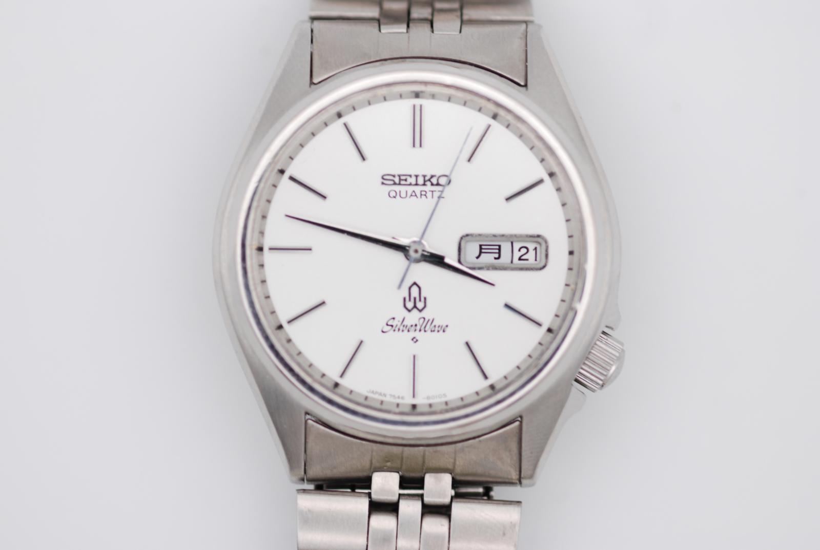 Seiko 7546-8010 Silverwave 37mm Quartz Watch Kanji Day Date Original Bracelet