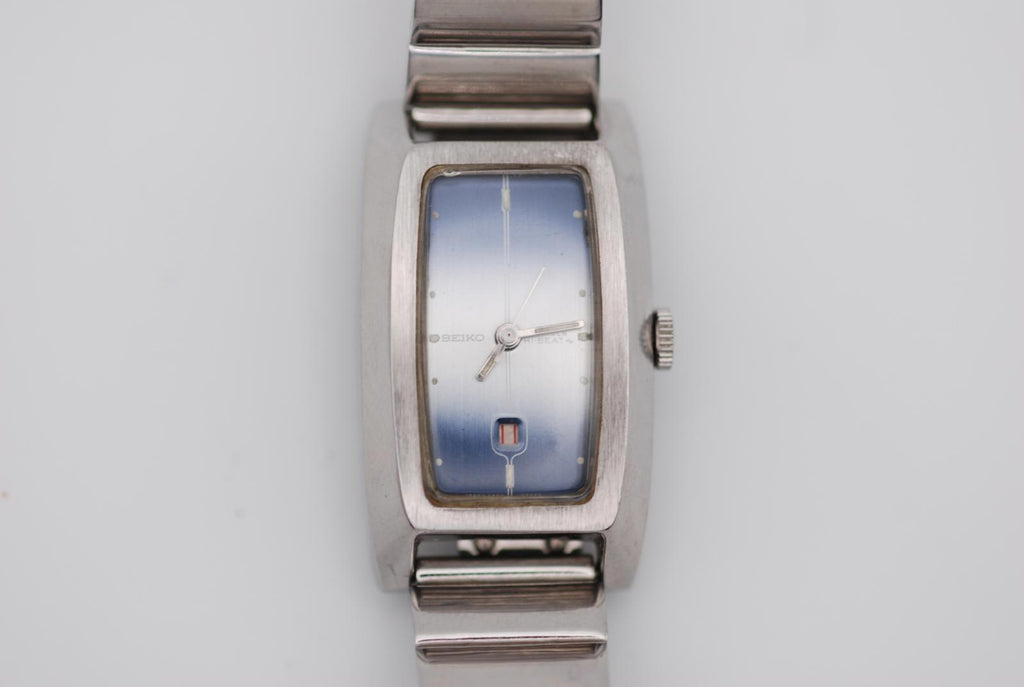 Seiko 2202-3040 Hi-Beat Ladies Watch Date Rectangular Curved Case Blue Fume Dial