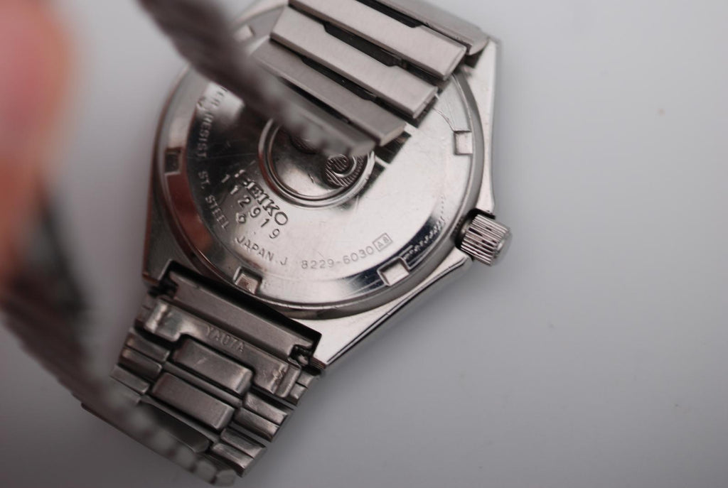 Seiko Silverwave 8229-6030 Black Dial 24h Bezel Day Date Original Bracelet