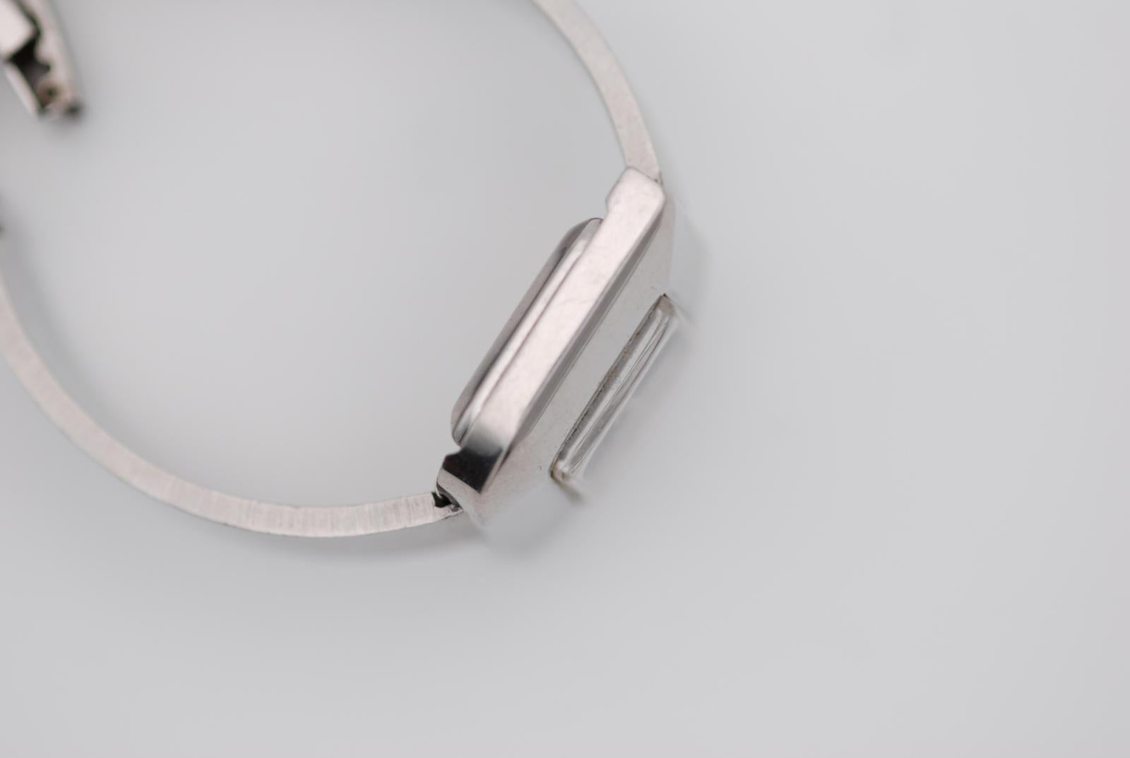 Seiko Silver Angel Manual Wind Ladies Watch Leaf Shape Blue Dial 1104-7110